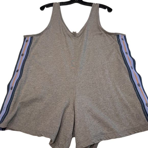 Free People Get Set Track Romper gray blue side straps & snaps size Small - Picture 2 of 14
